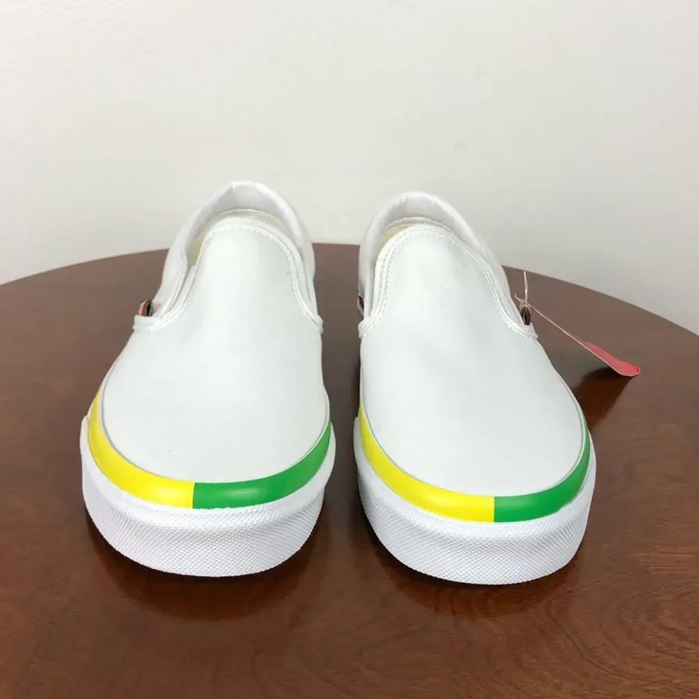 New Vans UA Classic Slip-On Sneakers White Canvas Women's Size 6